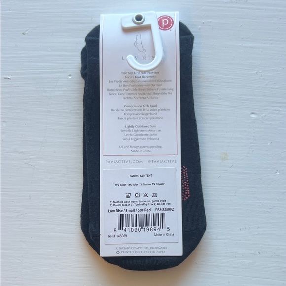 Pure Barre by Tavi Black and Red Grip Socks - Picture 2 of 6